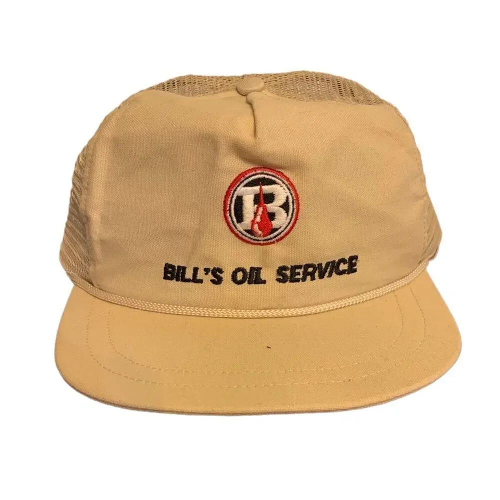 Vintage snapback hat dad cap oil with rope brim!bills oil service